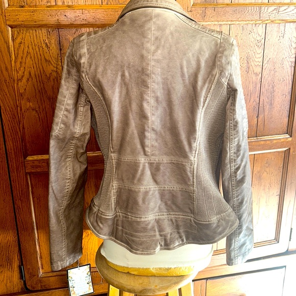 NWT⭐️INDIGO SAINTS JACKET Light Brown Mushroom color Vegan LEATHER Large - Picture 4 of 15